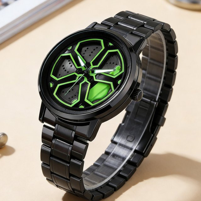 VA VA VOOM Armbanduhr, Quarz, Edelstahl, 42 mm, Grün, Schwarz, Herren - Bild 1