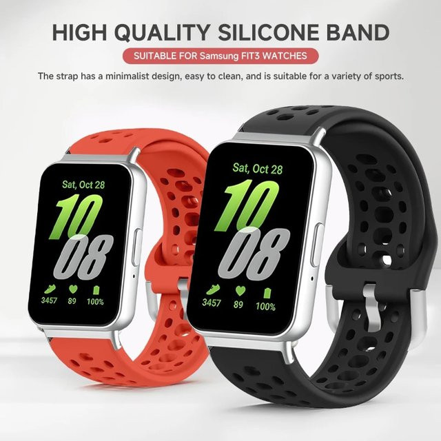 CAOWTAN Uhrenarmband Silikon, Schwarz, Unisex, Samsung Galaxy Watch Fit 3 - Bild 1