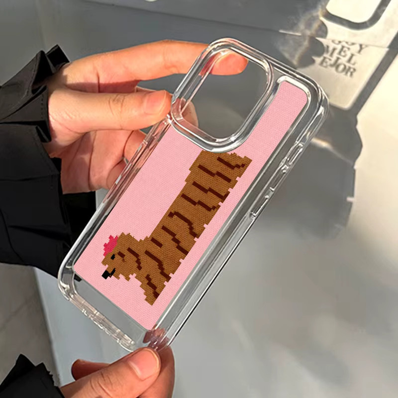DecoPhone Handyhülle mit niedlichem Hundemuster im Pullover-Design für iPhone 11 bis iPhone 17 Pro Max Plus, transparent pink - Bild 3
