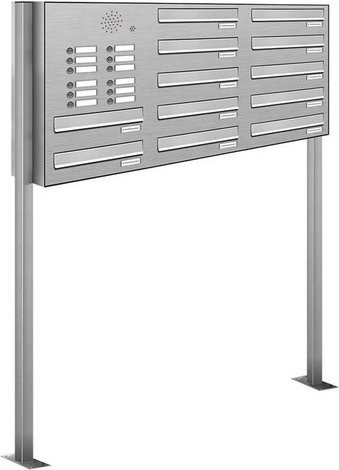 AL Briefkastenanlage für 12 Parteien mit Zaundurchwurf, silberfarben, B/H/T: 153,187 x 150,0 x 27,5 cm - Bild 1