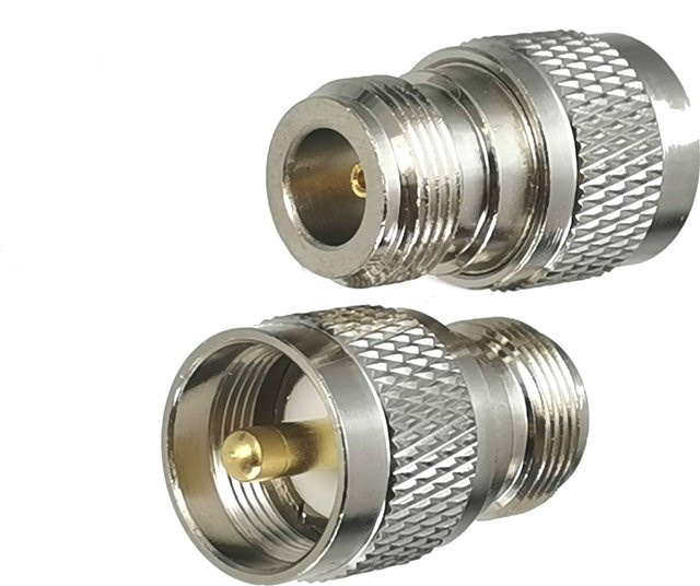 RF Koaxial Konverter Adapter von Buchse auf UHF PL259 Männlich, gerade, Silber - Bild 1