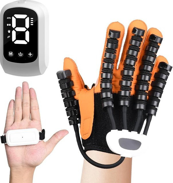 Hailicare Wiederaufladbare Handrehabilitationshandschuhe zur Fingerübung bei Schlaganfall und Hemiplegie in Weiß und Orange - Bild 1