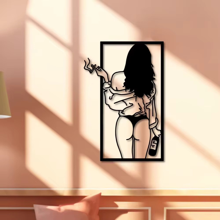 Moderne Metall-Wandkunst von CIFBUY mit abstraktem Frauenlinien-Design zur Wandmontage - Bild 4