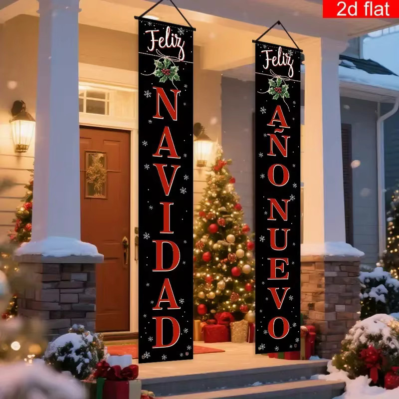 VIKAMA 2er-Set spanische dekorative Couplets für Weihnachten und Partys, Schwarz, B/H: 30 x 180 cm - Bild 3