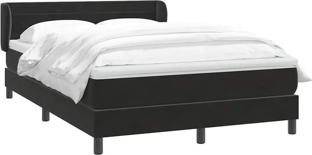vidaXL Boxspringbett mit Matratze und Taschenfederkern in Schwarz aus Samt, B/T/H: 160 x 210 x 88 cm - Bild 1