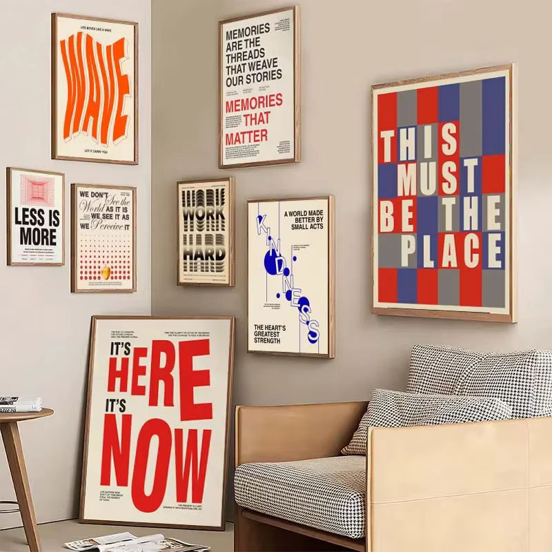 Minimalistisches Typografie-Kunstposter von Potdemiel als abstraktes Leinwandgemälde in Mehrfarbig, Hochformat und Rechteckig zur Wandmontage - Bild 2