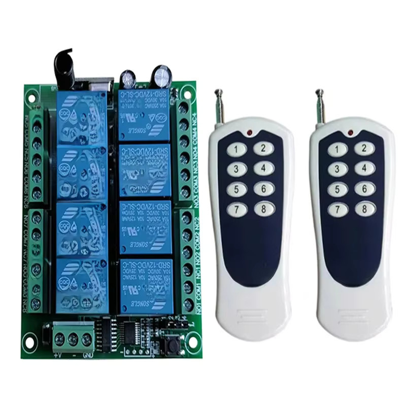 xuanlongyuan 8-Kanal Funkfernbedienung mit 433 MHz Empfänger und LED-Lichtschalter, 10A Relaisausgang, DC 12V 24V - Bild 5