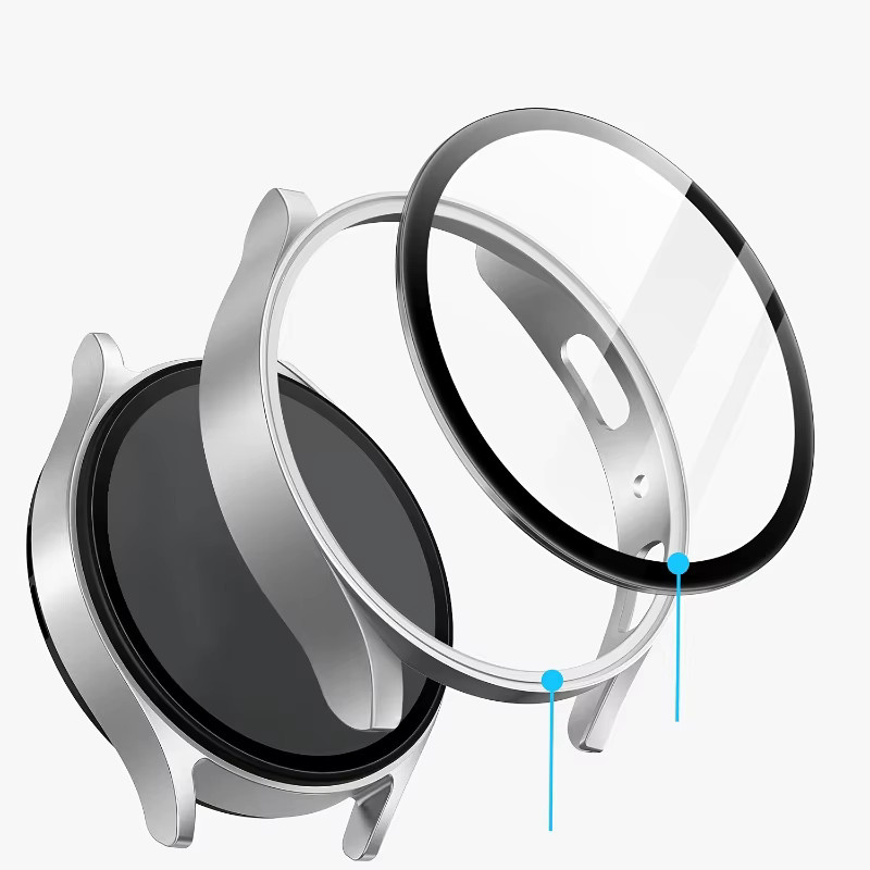 2er Set Displayschutzhülle für Samsung Galaxy Watch 7 6 5 4 mit mattem Hart-PC-Gehäuse und gehärtetem Glas - Bild 3
