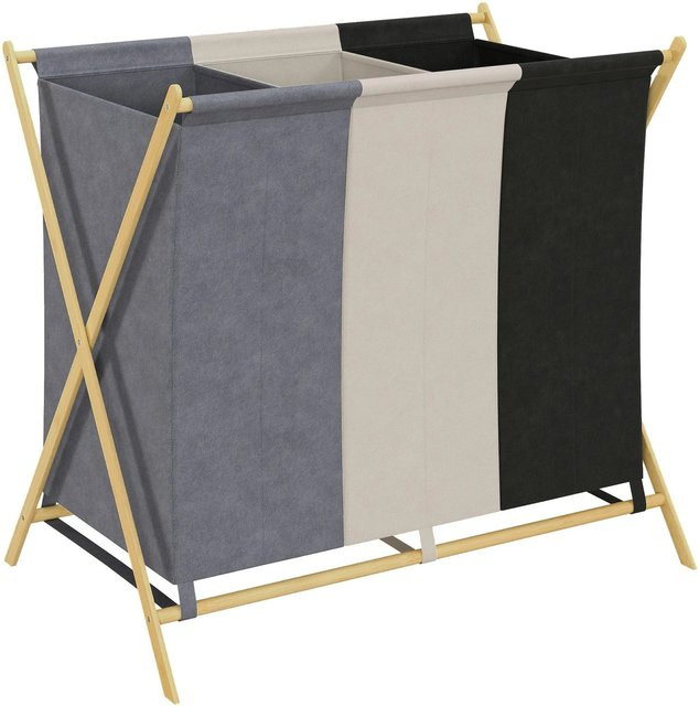 HOMCOM Wäschekorb aus Stoff und Bambus, 75l, B/T/H: 48 x 48 x 67 cm - Bild 1