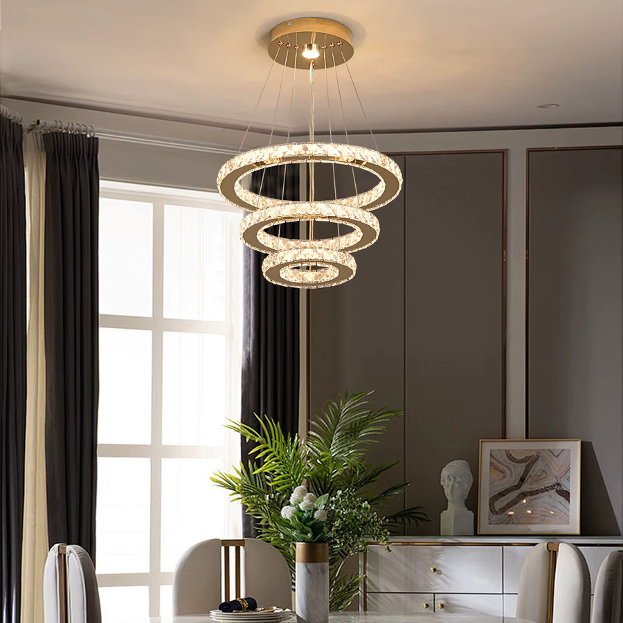 VETRULUS Kristall Kronleuchter LED Pendelleuchte in Gold und Transparent für Wohnzimmer, Küche und Esszimmer - Bild 2