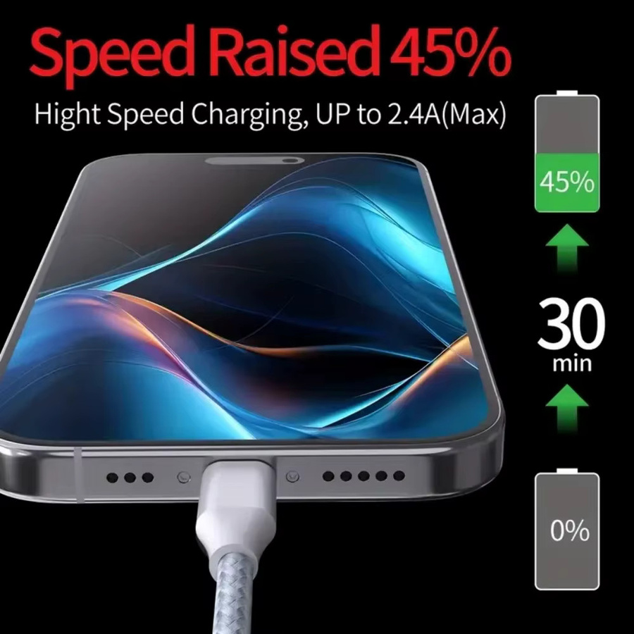 18W USB Typ-C Ladekabel und Datenkabel in Schwarz für iPhone 16 15, Samsung, Xiaomi und weitere Geräte - Bild 4