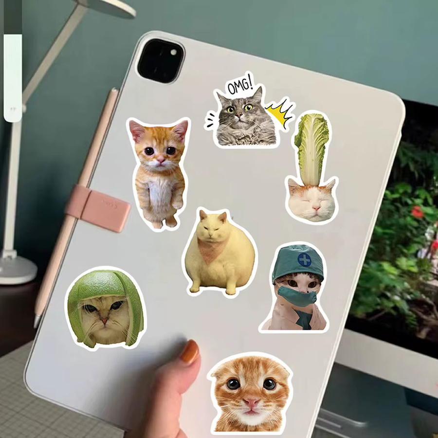 LOLEDE Kawaii Katzen Meme Aufkleber Set, bunte Tier Aufkleber für Scrapbooking, Laptop und Notebook, 100 Stück - Bild 2