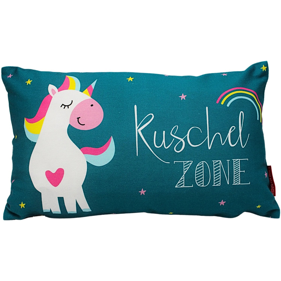 Dekohelden24 Zierkissen Einhorn Kuschelzone aus Baumwolle B/H/T: 40 x 13 x 23 cm - Bild 2