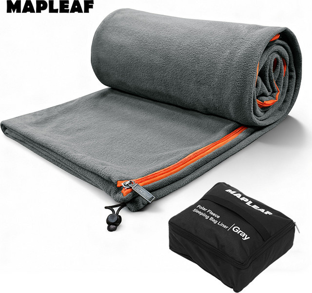 MAPLEAF Fleece-Schlafsack-Inlett für Erwachsene, leichtgewichtiger Winter-Schlafsack und Campinglaken in Blau oder Grau - Bild 1