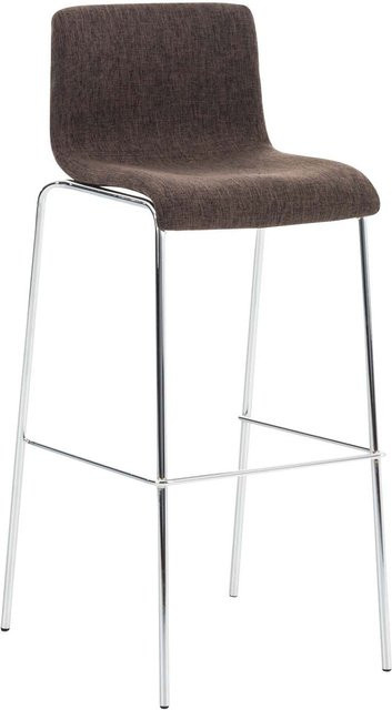 TPFLiving Barhocker Hope mit 4-Fuß-Gestell aus Metall in Chromoptik und Stoffbezug in Braun, B/T/H: 43 x 48 x 110 cm - Bild 1