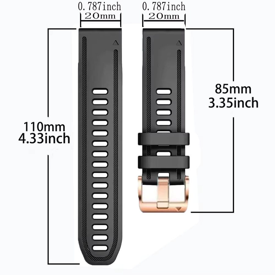 QCTOG Uhrenarmband Silikon, 20 mm, für Garmin Fenix 8 7S 6S 5S instinct 2S Mk3 - Bild 3