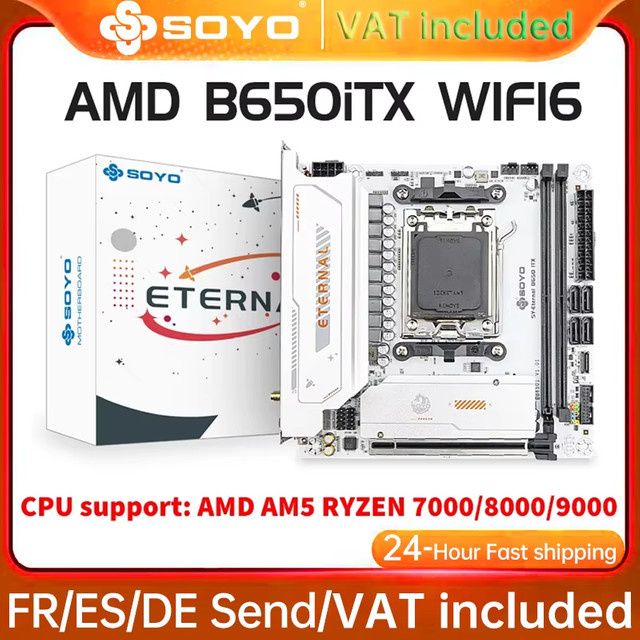 SOYO Motherboard AMD B650 ITX für AM5 Sockel, unterstützt Ryzen 7000 8000 9000 Prozessoren, DDR5, PCIe 5.0 x16, PCIe 4.0 x4 M.2 NVMe, WIFI6, ARGB - Bild 1