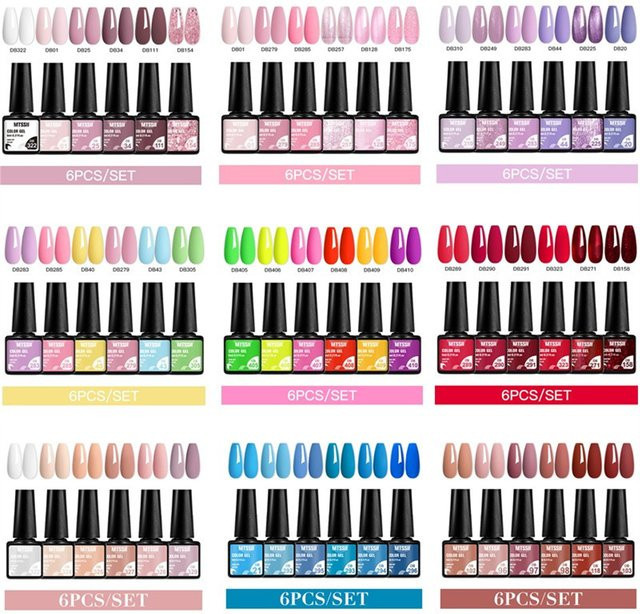 Mtssii Gel Nagellack Set, HEMA-frei, glänzend, 6 Stück - Bild 1