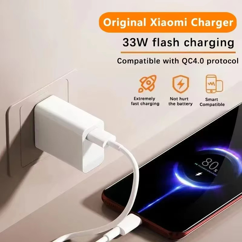 Xiaomi 33W Schnellladegerät mit USB-C Kabel und QC 3.0 Turbo Ladung in Weiß - Bild 2