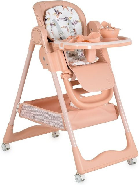Moni Kinderhochstuhl Surprise faltbar in Pink mit Rädern und Zubehör - Bild 1
