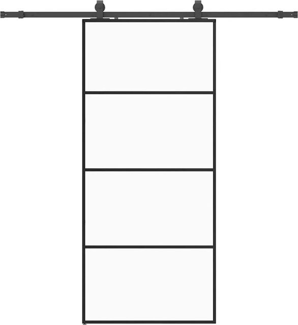vidaXL Schiebetür aus ESG-Glas in Schwarz mit Beschlag, B: 90 cm, H: 205 cm - Bild 1