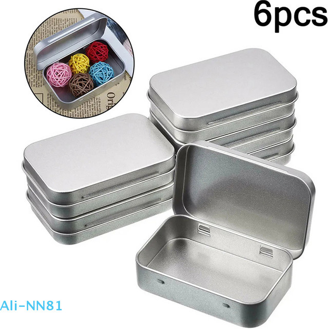 6er Set SHNGki Metallboxen aus verzinktem Metall in Silber mit Klappdeckel und mattem Finish als kleine Aufbewahrungsboxen und Organizer - Bild 1