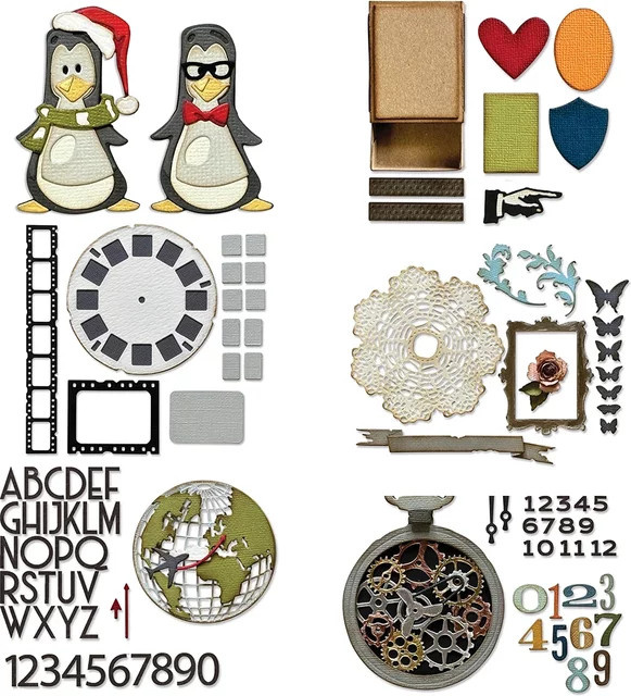 Metall-Stanzmotiv Winter Pinguine für Scrapbooking und DIY Bastelarbeiten in Multicolour - Bild 1