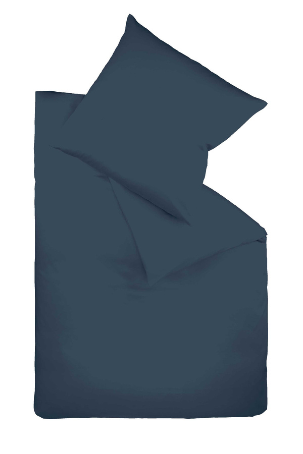 Fleuresse Mako-Satin Bettwäsche mit Reißverschluss aus Baumwolle, Blau, B/H: 135 x 200 cm - Bild 1