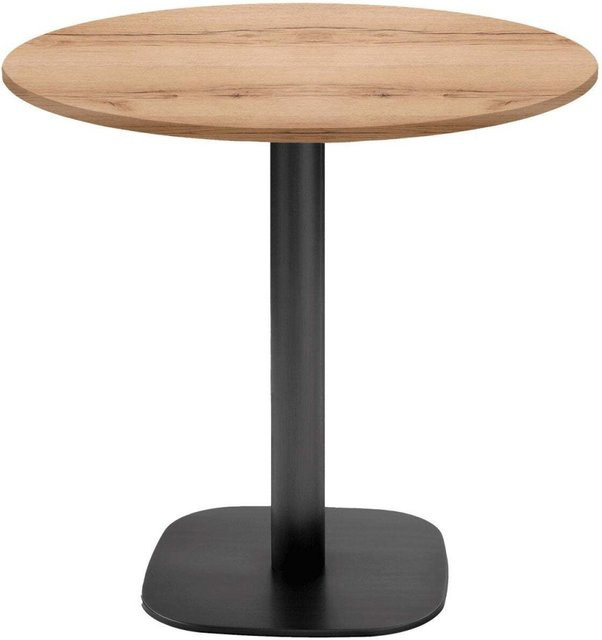 RestooTab Tisch Round runder Esstisch in Eiche Natur mit schwarzem Gestell, Höhe: 75 cm, Durchmesser: 70 cm - Bild 1