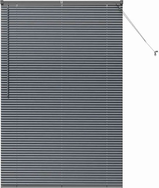 vidaXL Balkenjalousien mit Vorhängen aus Aluminium in Dunkelgrau, B: 115 cm, H: 175 cm - Bild 1
