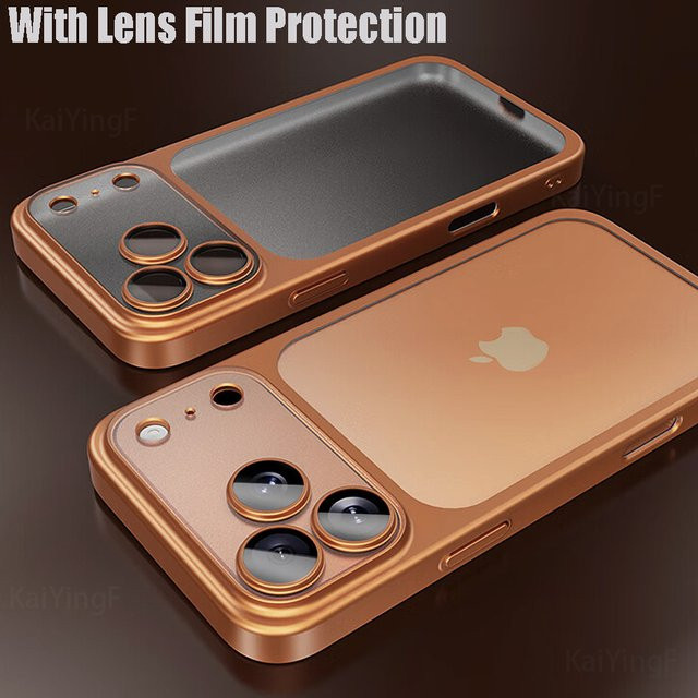 KaiYingF Silikonhülle mit Linsenfilm-Schutz für iPhone 11 bis iPhone 17 Pro Max, matte Beschichtung, transparent, blau, orange - Bild 1