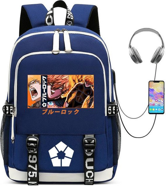 3-teiliges Schulrucksack-Set in Blau aus Oxford-Stoff mit Schultasche, Schultergurt und Federmäppchen für Schüler - Bild 1
