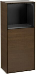 V&B Finion Seitenschrank mit LED-Beleuchtung und Glasfachboden in Walnuss, B: 41,8 cm, H: 93,6 cm - Bild 1