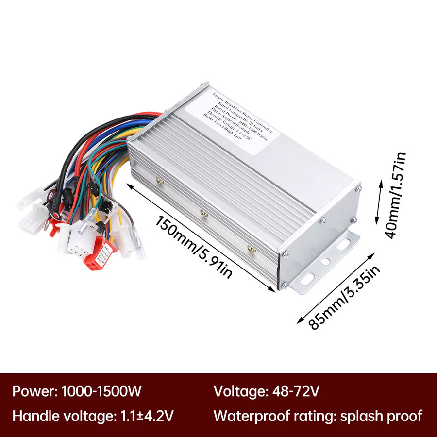 Gaqqee Bürstenloser Controller für Elektrofahrzeuge in Silber, Dual Modus, 1000-1500W, kompatibel mit 48V 60V 72V - Bild 4