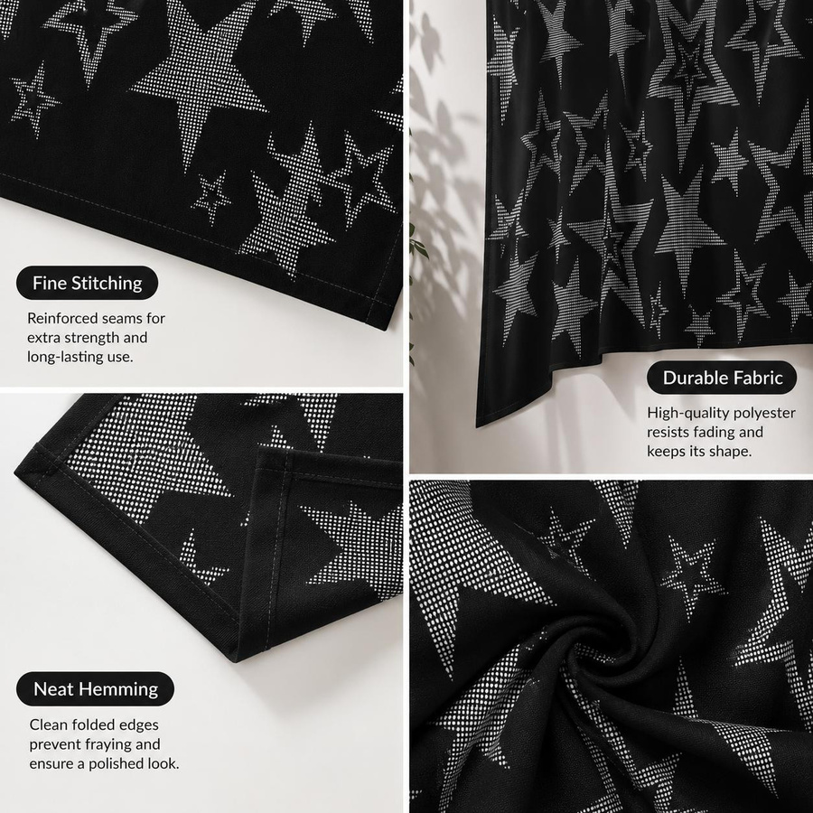 JMG Household Supplies Y2K Wandteppich Sternenmotiv Schwarz, Wandbehang aus Textil, Breite: 40 cm, Höhe: 60 cm - Bild 5