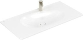 V&B Schrankwaschtisch Antao in Weiß mit Keramikbecken, Eckform, 1 Handtuchheizkörper und verdecktem Überlauf, Breite: 100 cm, Tiefe: 50 cm - Bild 1