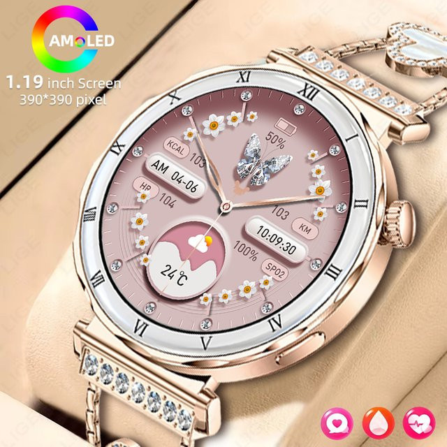 LIGE Smartwatch, Edelstahl, Schwarz, Damen - Bild 1