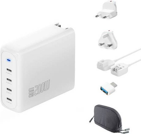 4Smarts USB Ladegerät 200W mit USB-C und USB Power Delivery (USB-PD) in Weiß für den Innenbereich mit GaN-Technologie - Bild 1