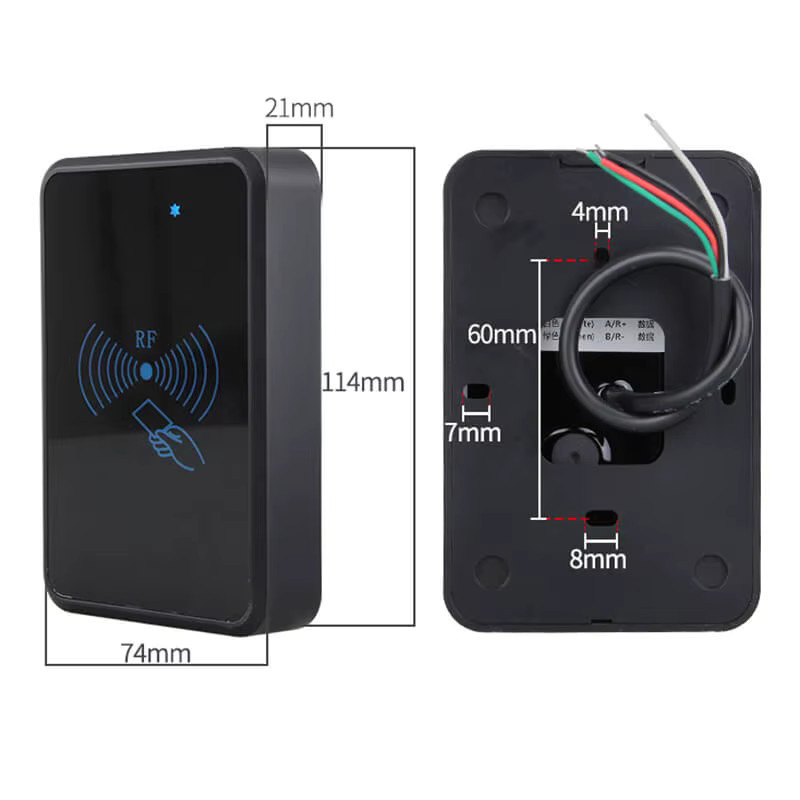 Wasserdichter NFC RFID Kartenleser mit RS485 Modbus RTU Schnittstelle, 13,56MHz/125kHz IC Proximity Leser für PLC, Schwarz - Bild 3