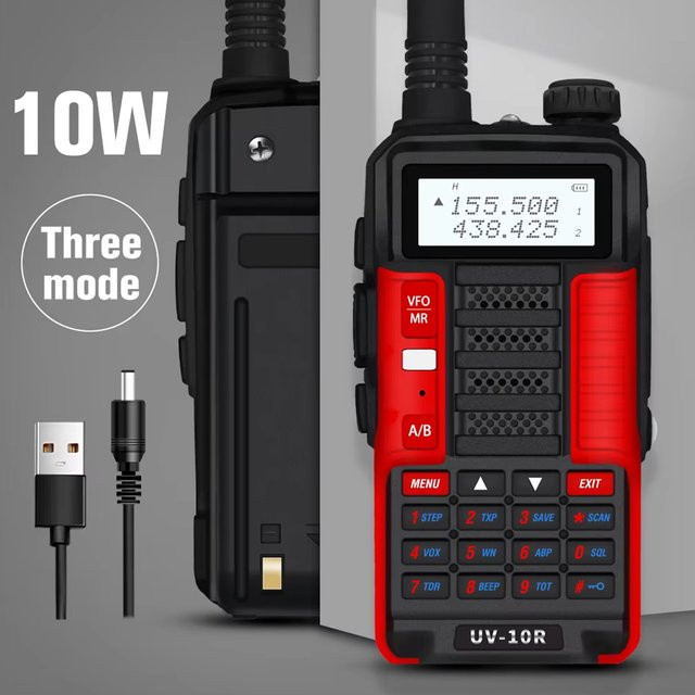 Baofeng UV-10R Professionelles Dual Band Walkie Talkie HF Transceiver in Schwarz und Rot - Bild 1