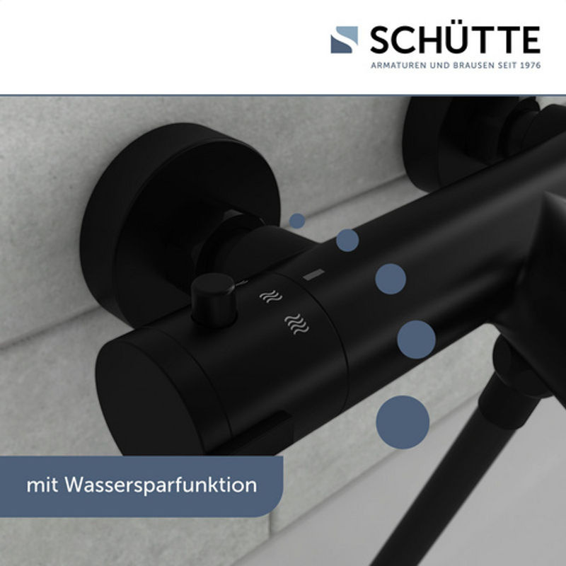 SCHÜTTE Thermostat Badewannenarmatur London Wandmontage Schwarz Matt mit Wassersparfunktion - Bild 8