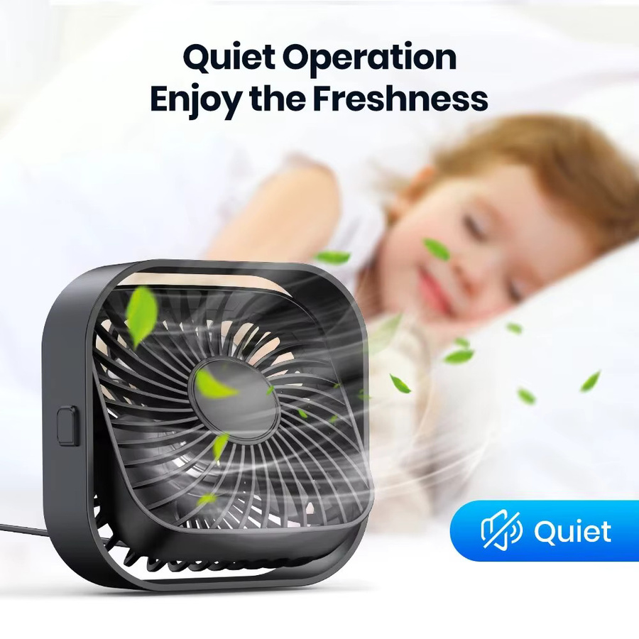 TOPK Mini USB Ventilator tragbarer elektrischer Tischlüfter mit 3 Geschwindigkeiten und 360 Grad Drehung, aufladbar, Blau oder Schwarz - Bild 5
