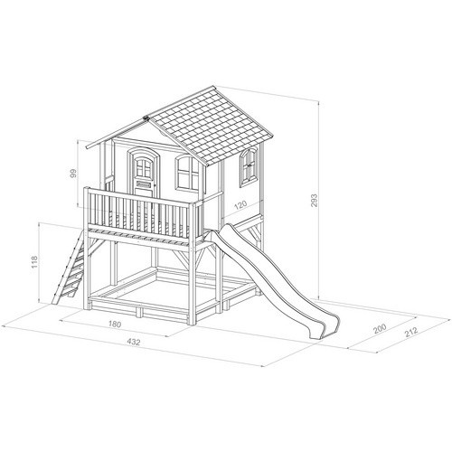 Axi Marc Spielhaus aus Holz in Braun und Weiß mit lila Rutsche, B/H/T: 432 x 293 x 212 cm - Bild 4