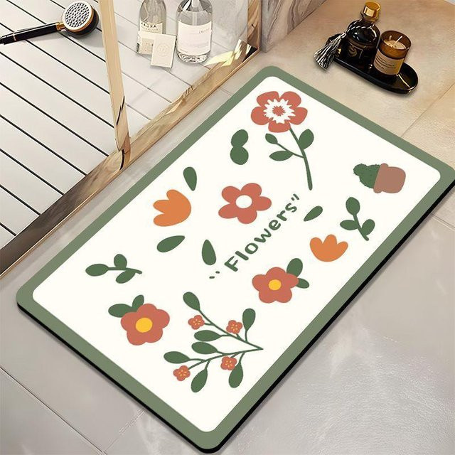 Saugfähige Kieselgur Badezimmermatte von Household supplies MH, rutschfeste Toilettenbodenmatte in Weiß, B/T: 60 x 40 cm - Bild 1