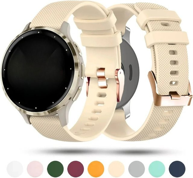 Uhrenarmband Silikon, Weiß, 18mm 20mm, Garmin Venu 3S/Venu 2S/Vivoactive 4S/Vivomove 3S/Forerunner 255S 265S - Bild 1