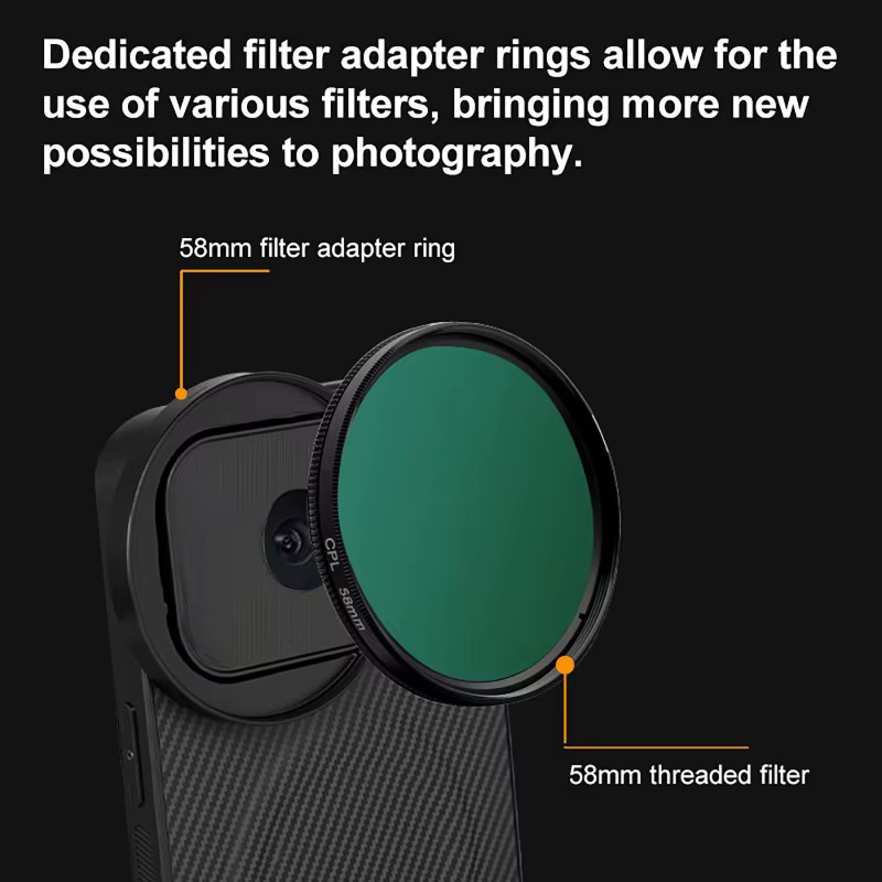 luxuglow 4-in-1 Handy-Filterset mit magnetischer Handyhülle für iPhone 17 Pro und iPhone 17 Pro Max, 58 mm, Schwarz, CPL ND UV Stern Filter für Fotografie - Bild 2