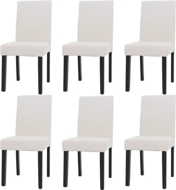 6er-Set MCW Esszimmerstühle Littau aus Cord in Beige mit dunklen Holzbeinen - Bild 2