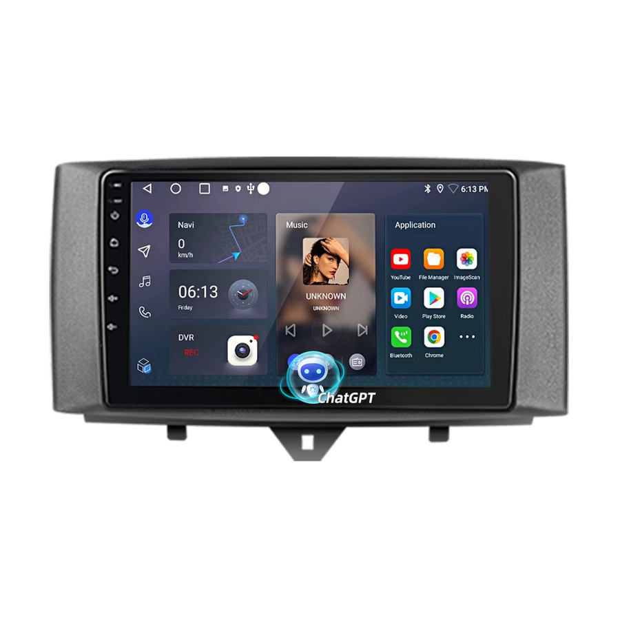ESSGOO Android 15 Autoradio mit 9 Zoll Touchscreen für Smart Fortwo 451 (2011-2015), GPS Navigation, Wireless CarPlay, Android Auto, WIFI, Bluetooth, FM RDS, Lenkradsteuerung und KI-Sprachsteuerung, Schwarz - Bild 5