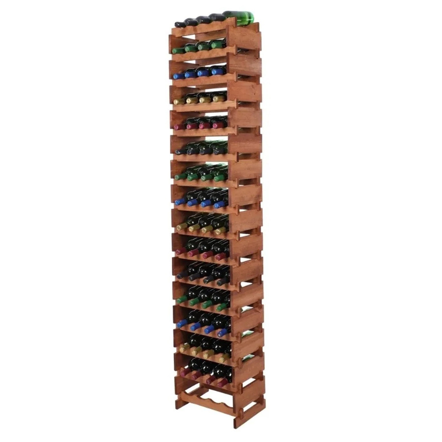 PROREGAL Weinregal VINOTECA FLEX aus massivem Kiefernholz, Braun geölt, Platz für 64 Flaschen auf 16 Ebenen, H x B x T: 219 x 46 x 28 cm - Bild 2