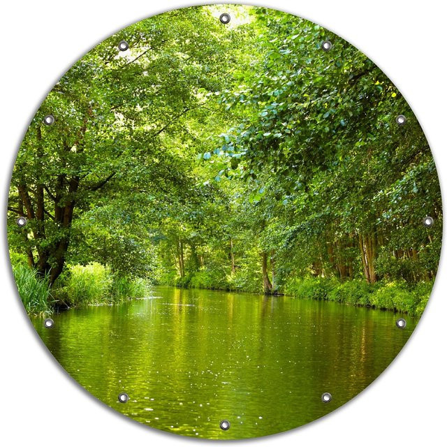 Wallario Gartenposter Spreewald in Brandenburg mit grünen Wäldern und Wasserreflexionen, B/H: 120 x 180 cm, grün - Bild 1